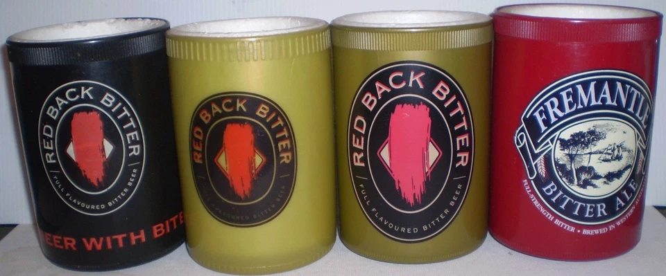 4 Old time Stubby holders-  plastic / foam inside - Redback & Freemantle Ale - image 1 of 1