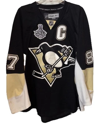 2009 PITTSBURGH PENGUINS STANLEY  CUP #87 SID CROSBY REEBOK CCM NHL JERSEY SZ 52 - Image 1 of 4