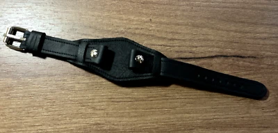 Cinturino orologio trincea esercito aviatore 18mm pelle nera fatto a mano WW1 WW2 - Immagine 1 di 3