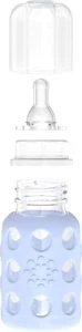 Lifefactory Glass Baby Bottle with Stage 1 Nipple and Protective Silicone Sleeve - Picture 1 of 5