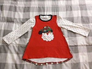 Girl's Christmas Appliqued Plaid Top XL/6 - Picture 1 of 7