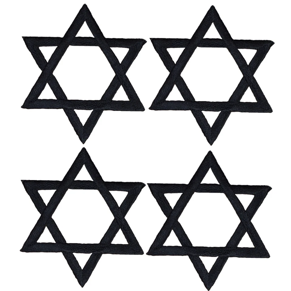 4-Pack Star of David Applique Patch - Medium Black Embroidered Badge 2" Iron On - Image 1 of 1