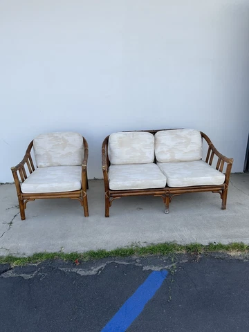 McGuire  vintage 2-piece  'organic modern' Bamboo seating Cover