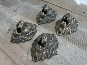 4 GUSSEISEN LÖWENKOPF DEKOR STÜCK ORNAMENT TÜR EINGANG VIEL GLÜCK SCHWARZ & GOLD - Bild 1 von 7