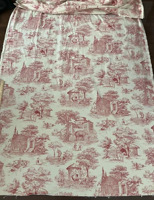 Vtg P Kaufmann Pink red Zoo Toile Chinoiserie Cotton Fabric 9.5 yards Animals - Image 1 of 4