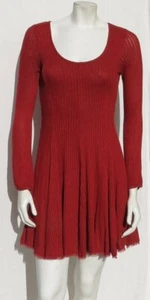 $69 ECOTE Urban Outfitters Rust Cozy Stretch Rib Knit TOPANGA Mini Dress sz S M - Picture 1 of 5