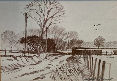 Norman Battershill RBA Dibujo Cerca de Findon Sussex Reino Unido Antiguo Firmado Foto 1 de 4