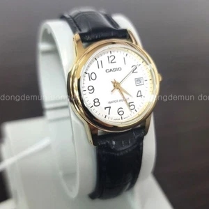Casio Women LTP-V002GL-7B2DF Analog Leather band Watch Gold Black Original New - Picture 1 of 6