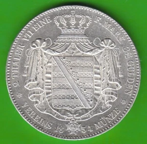 Coin Thaler Silver Saxony Double Thaler 1854 Good XF Nice Leipzig - Picture 1 of 3