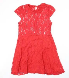 Evie Womens Red Cotton Blend A-Line Size 14 Collared - Picture 1 of 12