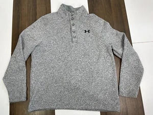Under Armour Mens XL Gray Loose Fit Sweater Storm 1 Thick Warm Cold Gear Henley - Picture 1 of 11