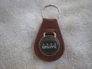 WILLYS JEEP VINTAGE LOGO 1930's 1940's 1950's LOGO KEYCHAIN KEYRING NEW BROWN - Picture 1 of 2