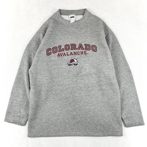Vtg 90s Colorado Avalanche NHL Hockey Crewneck Sweatshirt Med Spellout Pullover Cover