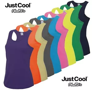 Just Cool Womens Breathable Wicking Athletic Sports Tank Top Vest Singlet XS-4XL - Picture 1 of 18