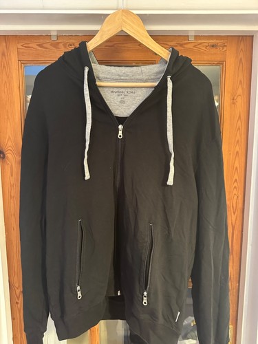 Felpa con cappuccio nera sottile Michael Kors con corde grigie ottime condizioni XXL