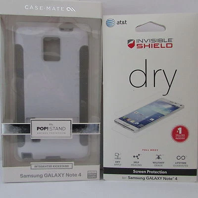 CaseMate Popstand Case Samsung Note 4 White/Grey pop Stand w' ZAGG Screen Option - Image 1 of 4