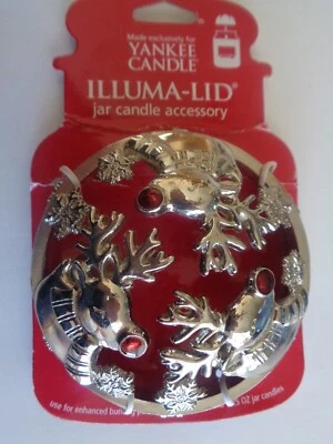 Yankee Candle illuma lid topper Red Nose Reindeer New on Card Free Shipping - Image 1 of 2
