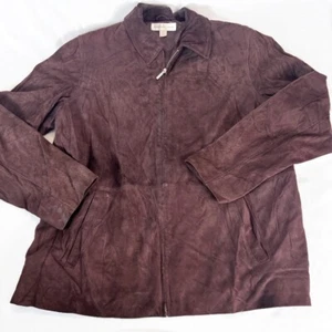 Katherine Kelly Brown Lamb Skin Jacket Size Large full Zip - Picture 1 of 5