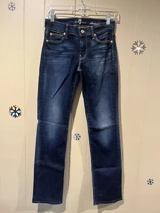7 for All Mankind Womens Denim Low Rise Jeans 25 X 31 Vintage Straight Dark Y2K - Picture 1 of 7