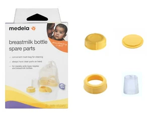 MEDELA Breastmilk Bottle Spare Parts Kit Wide Collar Ring Disc Cap Lid Chose NEW - Picture 1 of 9