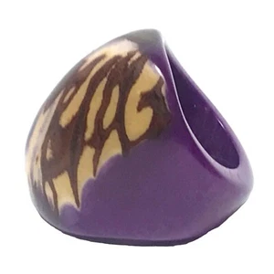 Anillo de nuez de tagua púrpura sostenible vegano marfil hecho a mano boho orgánico talla 8 - Imagen 1 de 6