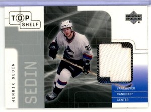 2001-02 UD Top Shelf Jerseys #HS Henrik Sedin JERSEY - Vancouver Canucks