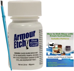 Glass Etching Cream by Armour Etch: 2.8 oz Bottle + How to Etch eBook & Brush - Picture 1 of 5