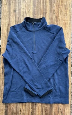 Ibex Men’s L 1/4 Zip Merino Wool Pullover Sweater Navy Blue Made In USA - Image 1 of 4