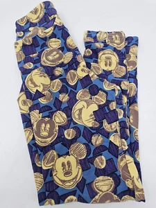 Lularoe Disney Mickey Mouse Leggings Blue Gold Girls Tween Size 8 - 12 - Picture 1 of 4