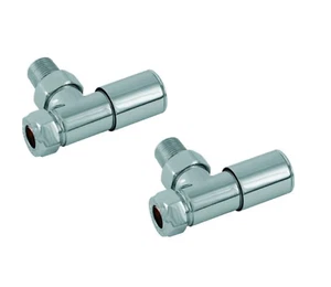 Primaflow Designer Towel Radiator Valves Angled Smooth Head Pair Chrome - Picture 1 of 2