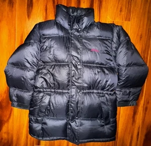 Vintage L.L. Bean Goose Down Puffer Coat Black Maroon Ripstop Nylon Medium - Picture 1 of 21