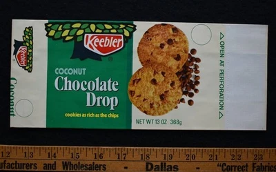 [ 1978 KEEBLER Coconut Chocolate Drop COOKIES Bag - Vintage Food Packaging ! ] - Image 1 of 2