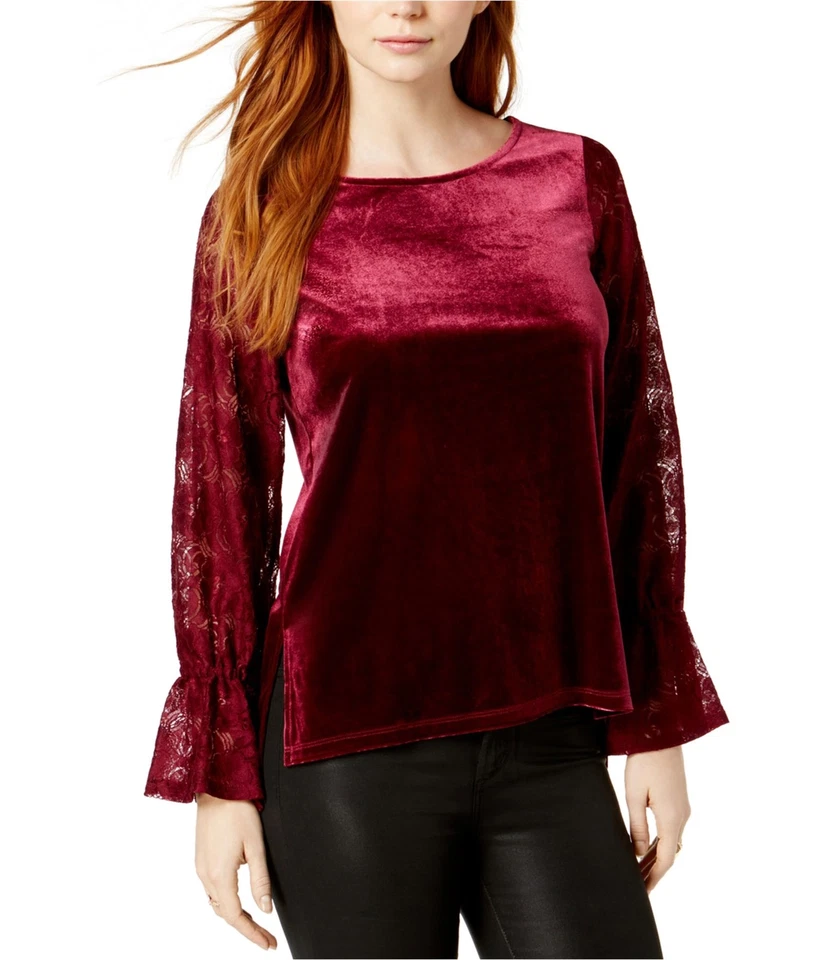 Blusa tejida con mangas de encaje Kensie para mujer Foto 1 de 1