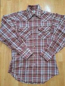 Vintage JC PENNEY Big Mac Plaid Men's Shirt Size M? Pearl Snaps SEE MEASUREMENTS - Picture 1 of 12