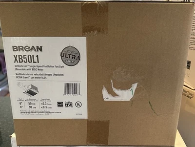 Broan Nutone XB50L1 Bathroom Ventilation Fan with Light, 50 CFM,  0.3 Sones - Image 1 of 4