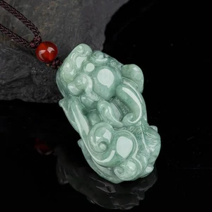Natural Grade A Jade Jadeite Men Women Lucky Wealthy Ruyi Pixiu Pendant - Picture 1 of 6