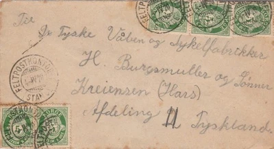 挪威“封面”“Feltpostkontor / Stange 4-IV 20”至:德国 — 第 1/2 张图片