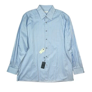 New ERMENEGILDO ZEGNA Blue White Stripe Dress Shirt XXXL Cotton NWT - Picture 1 of 10