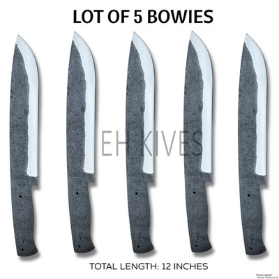 12'' Lot Of 5 Handmade Carbon Steel Hunting Sharp Bowie Blank Blade Knives - Image 1 of 4