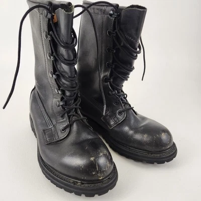 Botas de Combate Vintage Motocicleta Vibram 6W Preto 6-94 Impermeável Trabalho Gótico  - Imagem 1 de 4