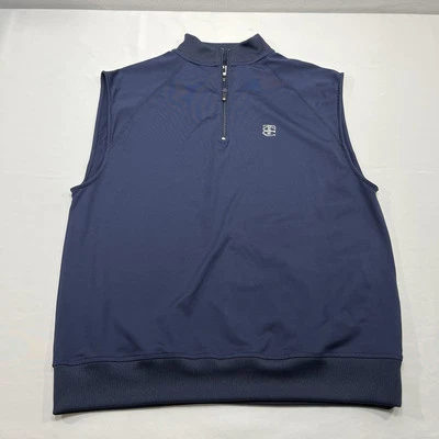 FootJoy Vest Mens Medium Blue 1/4 Zip Golf Performance Stretch Outdoor TCC Logo - Image 1 of 4