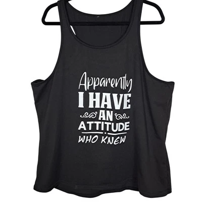 Graphic Tank Top Women's 3X Black Apparently I Have An Attitude Sleeveles Casual - Image 1 of 4