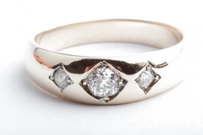 Diamant Ring antik Altschliff Diamanten 585 14K Gelb Gold Gr. 56 . - Bild 1 von 4