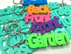 House, Garage, Door, Shed, Conservatory, Backdoor Chunky Name Keyring Design - Picture 1 of 13