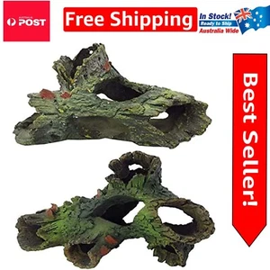 2 Pcs Natural Resin Aquarium Decor - Betta Fish Hideout & Log Ornament - Picture 1 of 8