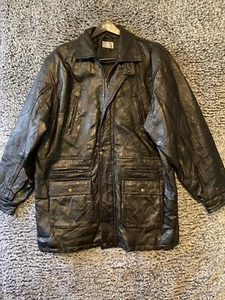 Vintage 80s Men’s Patchwork Leather Bomber Jacket With Patches Size X Large - Picture 1 of 17