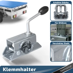 Soporte de sujeción para remolque soporte y rueda de soporte |Ø 48 mm soporte de rueda de soporte acero galvanizado - Imagen 1 de 7