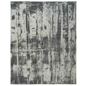 12'x15' Black Modern Design Wool and Silk Hand Loomed Oversized Rug R63803 - Picture 1 of 12