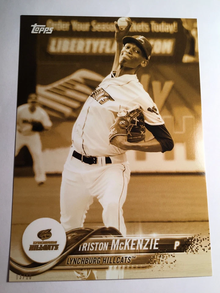 2018 Topps Pro Debut Jumbo 5x7 Triston McKenzie Hillcats 171 Gold 03/10 - Image 1 of 1