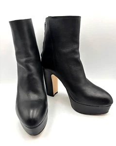 Zara Basic Collection Black Platform Leather High Heel Ankle Boots US 5, EU 35 - Picture 1 of 14